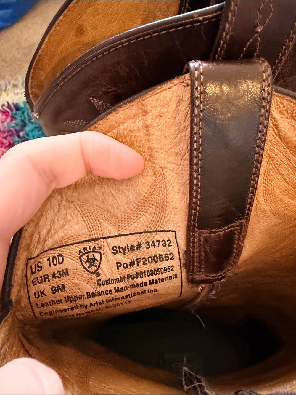 Ariat Men’s Heritage Brown Leather Western Boots with turquoise hue - Picture 5 of 8